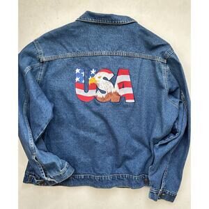 Vtg Men's Denim Trucker Jacket Blue 100% Cotton Men’s XL Union Made USA Eagle